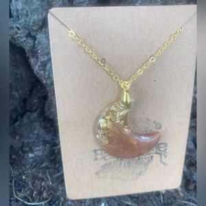 Moon Khaki and gold necklace pendant necklace